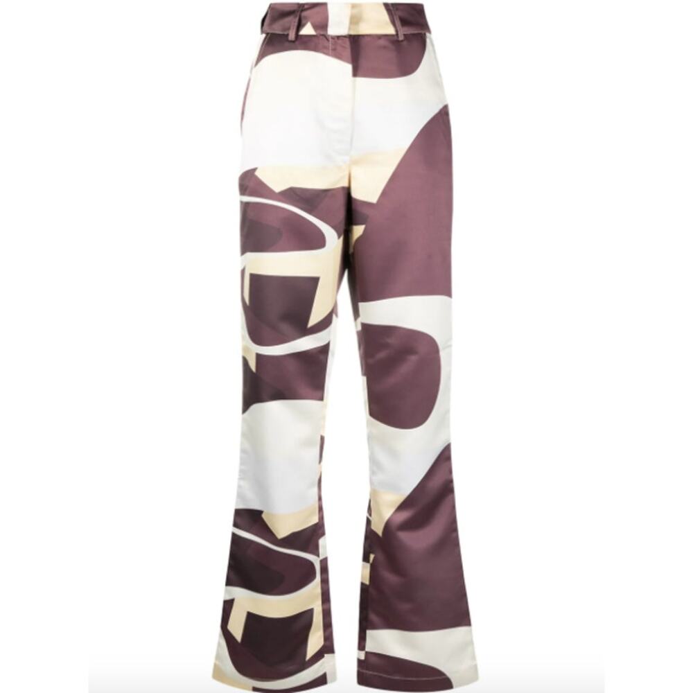 House of Sunny High-rise Highway-print Flared Trousers
